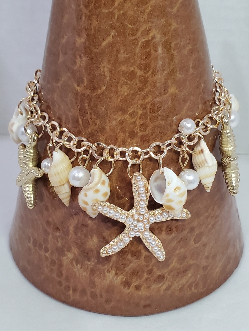 Starfish Ankle Bracelet Genuine Shells Lightweight Costume Jewlery